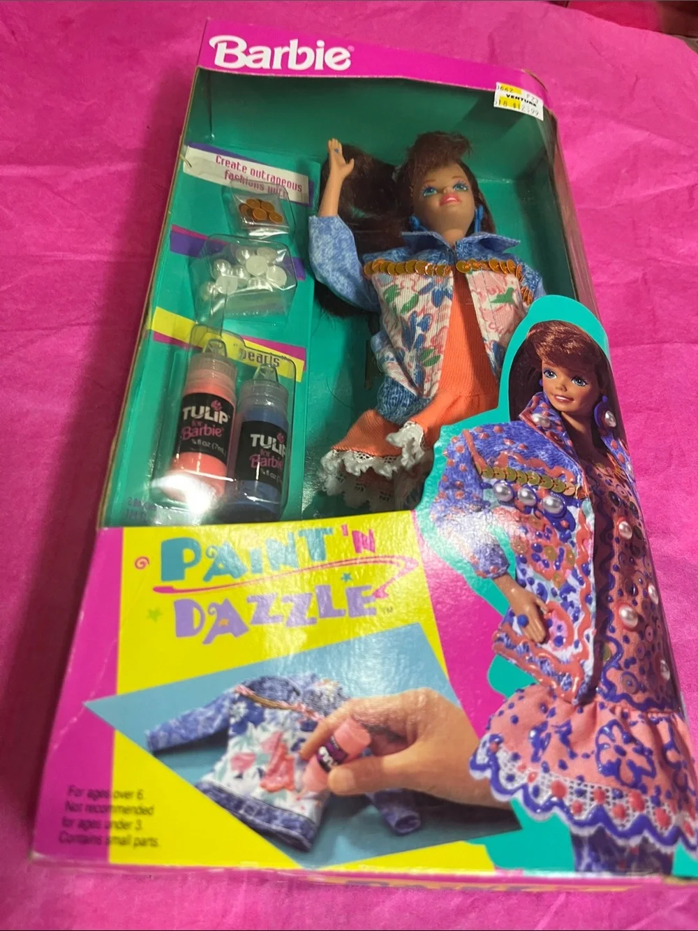 vintage 1993 Mattel Paint 'N Dazzle Redhead Barbie NRFB